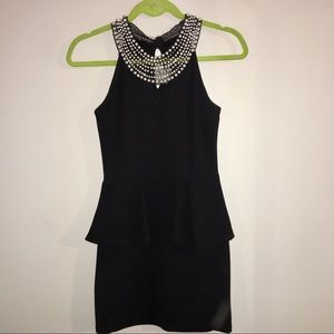 Black dress with pearls